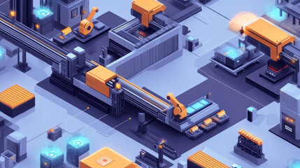 Obraz premium Manufacturing plant integrating AI with real-time monitoring systems, smart sensors, and advanced automation technologies