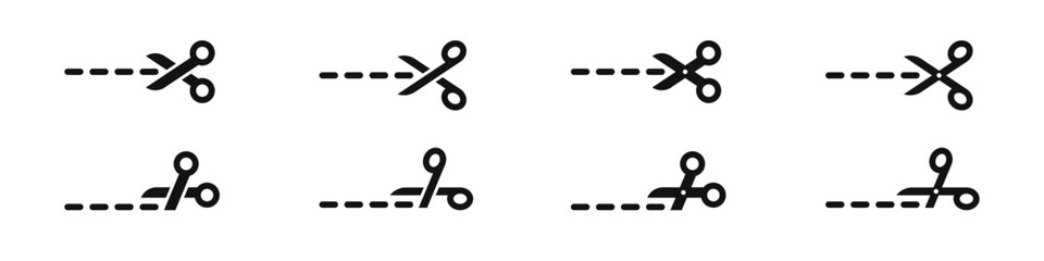 Scissors icons set. Cutting symbol. Vector illustration.