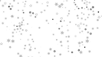 A digital illustration of silver stars scattered on a black background, creating a twinkling and festive atmosphere