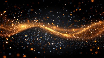 Naklejka premium Dark Backdrop with Glowing Golden Bokeh