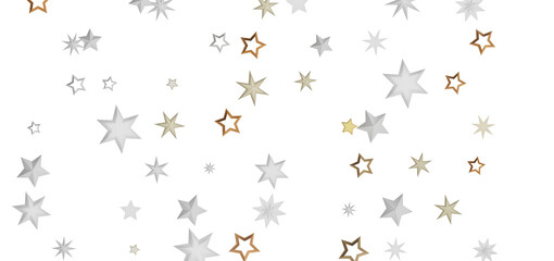 Abstract background with golden and white stars on a black background