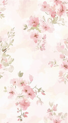 Soft watercolor vector of delicate pink flowers on a white background, capturing an airy, gentle floral pattern ideal for decor and design.