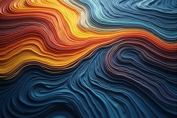 Fototapeta premium Vibrant Layered Abstract Gradient Waves with Bold Colors and Textured Detail for Modern Artistic Background