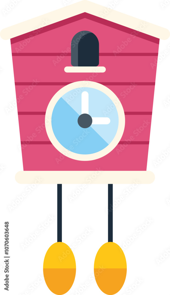 Poster cuckoo clock showing the time with a classic design, perfect for illustrating concepts of time, sche