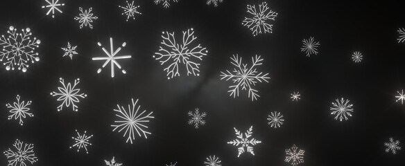 Whirling Snowstorm: Astonishing 3D Illustration Depicting Descending Festive Snowflakes