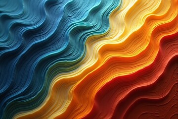 Bold and Vibrant Multicolored Wave Layers with Textured Gradient for Unique Artistic Designs