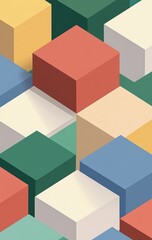 Obraz premium Colorful Minimalist Isometric Squares with Rounded Corners in Various Shades for an Abstract Pattern