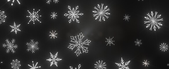 Whirling Snowstorm: Astonishing 3D Illustration Depicting Descending Festive Snowflakes