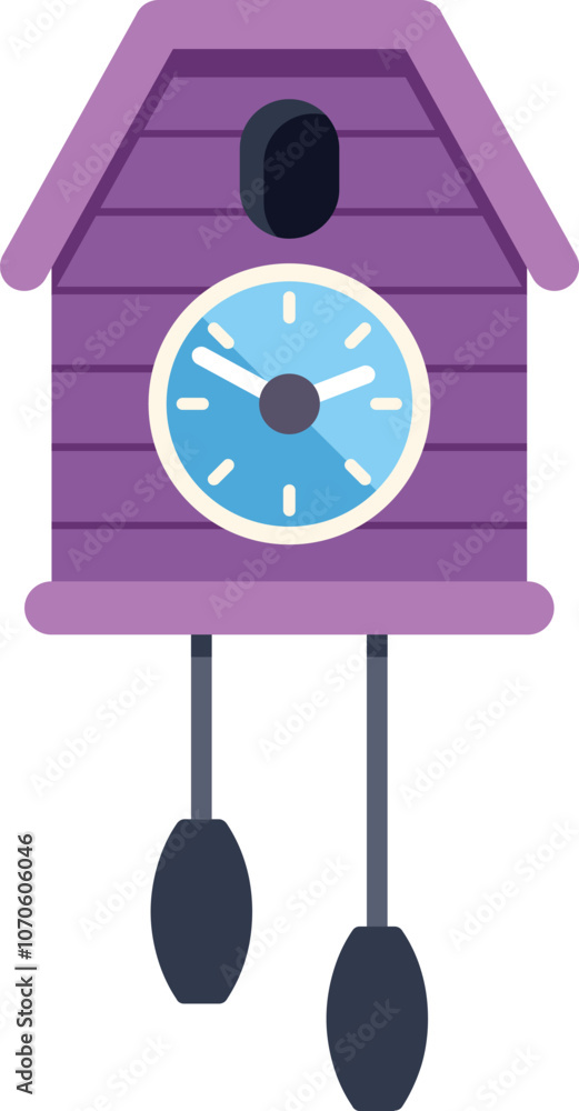 Aufkleber classic cuckoo clock is showing the time with its hands and swinging pendulum