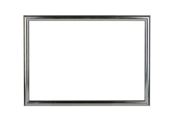 Metal photo frame isolated on white background with space for text.