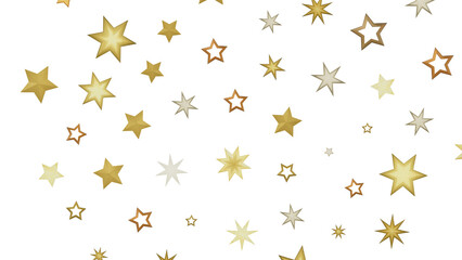 Abstract golden stars on black background, bright twinkling and sparkling stars