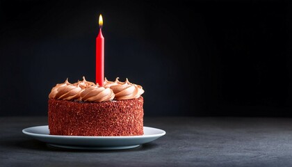 birthday cake with one red candle