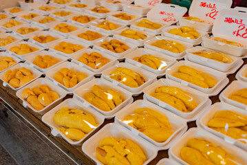 Peeled Durian Pulp On Sale In The Marketplace In Singapore