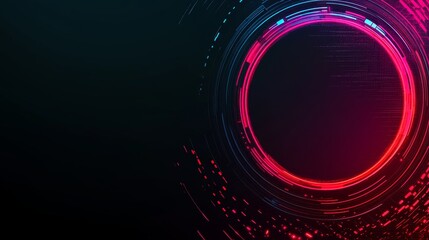 A vibrant digital abstract design featuring circular patterns and glowing elements.