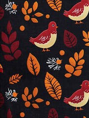 Obraz premium Fun Turkey and Leaf Pattern for Festive Decor