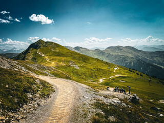 Mountainbike trail in Saalbach Austria in Alps