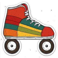 Vintage Roller Skate Sticker Design
