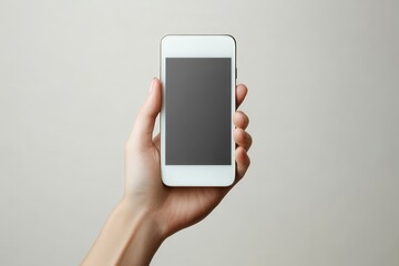 Hand Holding a Smartphone in Minimalist Space