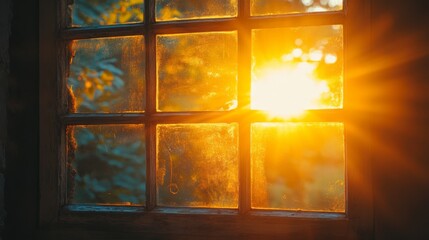 Golden Sunrise Through Window