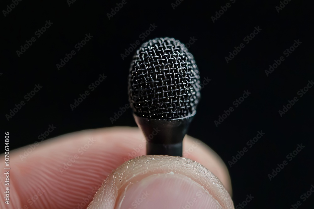 Leinwandbilder a mercury tilt switch sensor module is held in hand against a black background, illustrating an elec