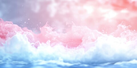 A serene blend of pastel clouds in shades of pink and blue, creating a tranquil sky atmosphere.