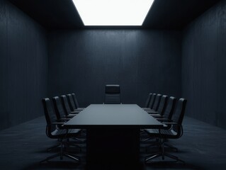 Modern Deserted Meeting Room with Large Table