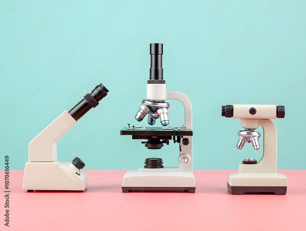 Poster laboratory microscopes in modern design