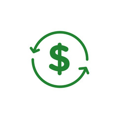 Cash flow icon black and white vector sign
