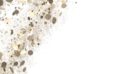 Radiant Revelry: Enthralling 3D Illustration of Shining gold Confetti PNG