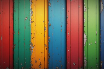 Obraz premium Distressed and Colorful Wooden Planks with Vibrant Colors for a Retro Rustic Background Design