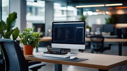 Modern Office with Computer and Inventory Management System