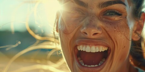 Excited athlete celebrating success on a sports field, highlighting fitness achievements and the joy of winning in training and workouts