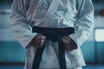 Fototapete Martial arts practice for fitness, discipline, and self-defense, focusing on respect and honor, featuring individuals training in various fighting styles © LukaszDesign