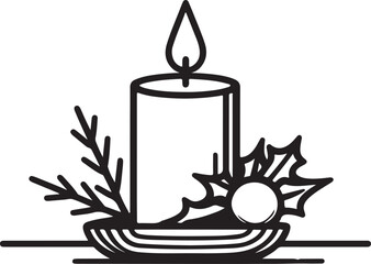 Retro Candle Silhouette Vector Illustration on White Background.