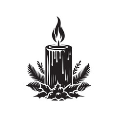 Elegant Candle Silhouette Icon - Vector Illustration on White.