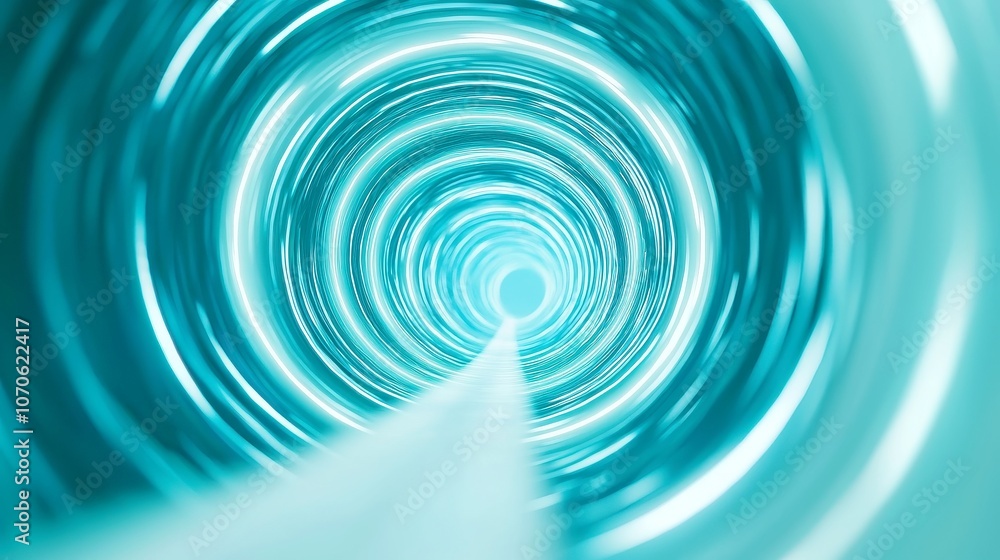 Poster colorful animated particle tunnel, vibrant particles swirling in a dynamic motion, creating a mesmer