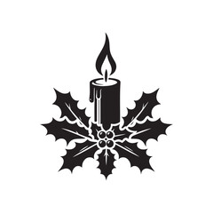 Classic Candle Icon Silhouette - Vector on White Background.