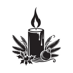 Classic Candle Icon Silhouette - Vector on White Background.