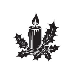 Antique Candle Silhouette Vector Illustration - White Background.