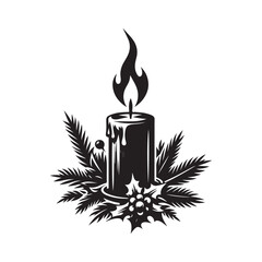 Vintage Candle Icon in Silhouette Style - Vector Illustration.