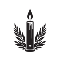 Vintage Candle Icon in Silhouette Style - Vector Illustration.