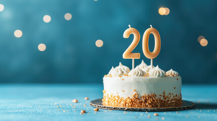 Elegant birthday cake celebrating a 20th milestone