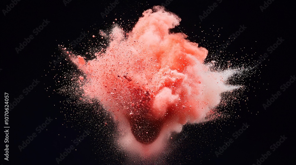 Poster vibrant particles burst against a dark backdrop, creating a dynamic display of color and motion, sho