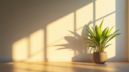 Potted Plant in Sunlit Room