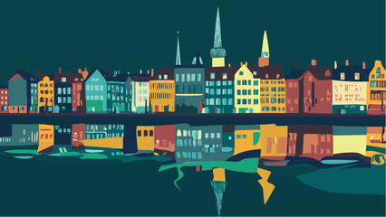 Copenhagen Charm- A Colorful Cityscape .eps