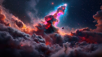 Fototapeta premium Celestial Wonder in the Vast Universe, an awe-inspiring view of shimmering stars scattered across an endless expanse, inviting contemplation of the infinite cosmos.