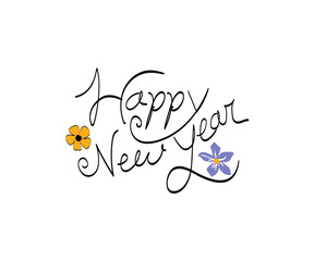 Happy new year handwriting, greetings car, celebration year