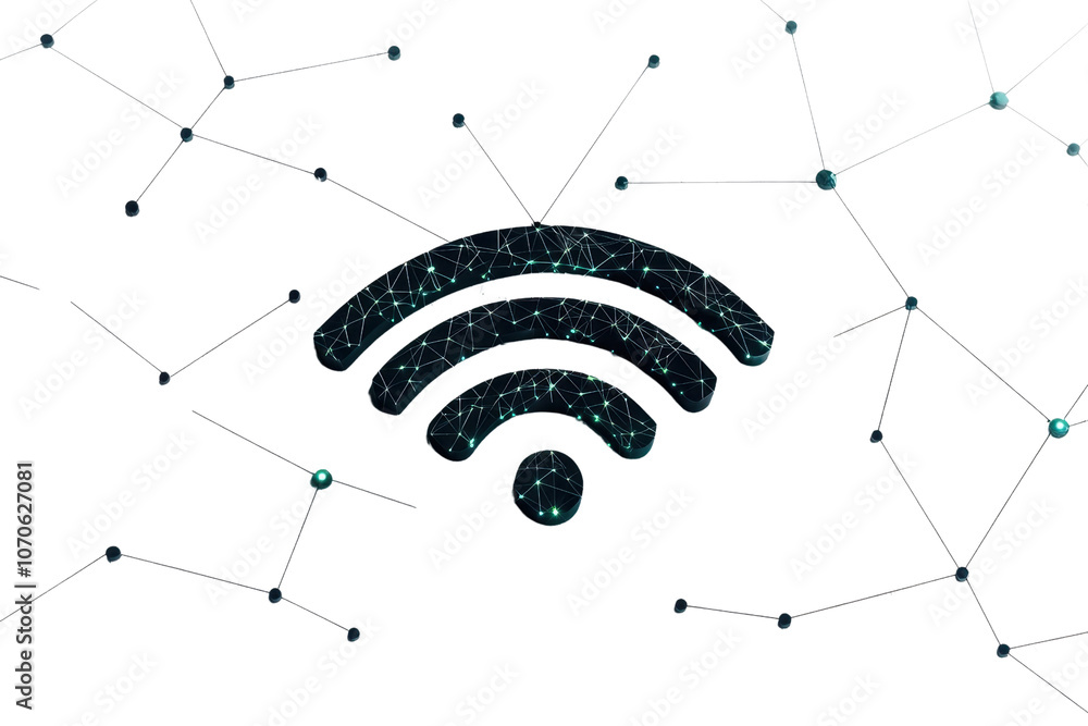 Aufkleber a stylized wi-fi symbol composed of intricate patterns, representing connectivity and technology.
