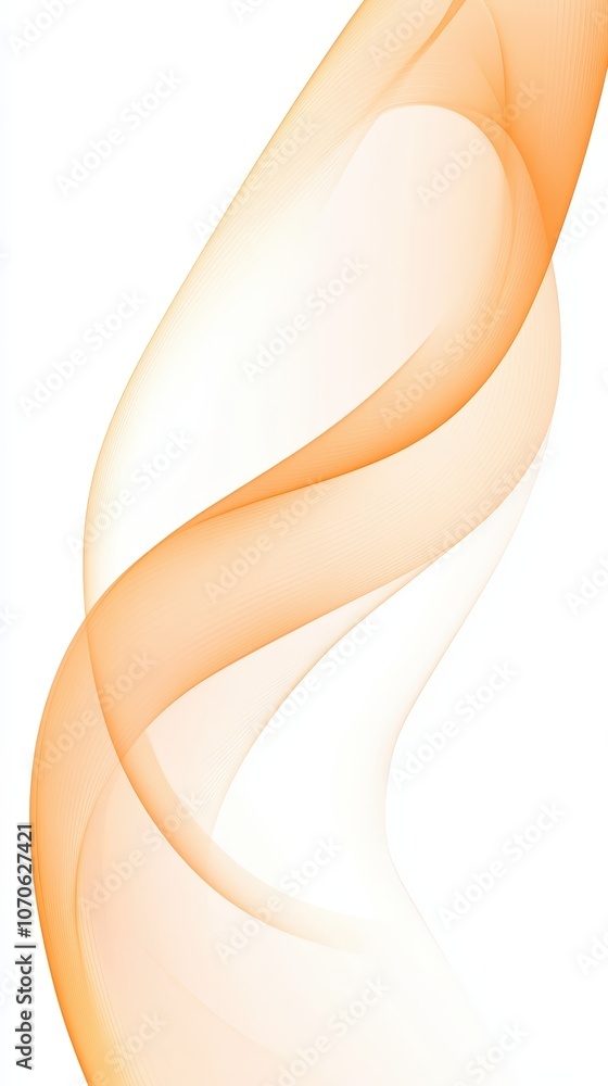 Poster abstract orange wave design on a white isolate background.