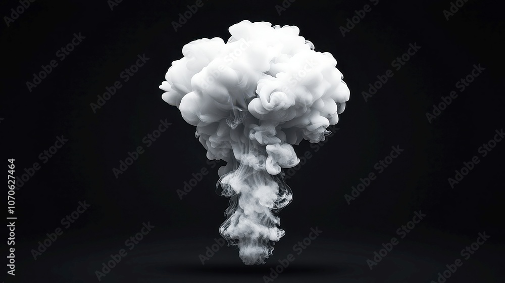 Poster smoke and vapor ascending over black background, ethereal ice and fire smoke clouds, blending with s